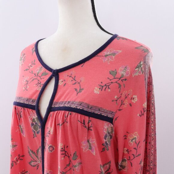 Lucky Brand | Floral Boho Long Sleeve Top Keyhole Large - Picture 2 of 6